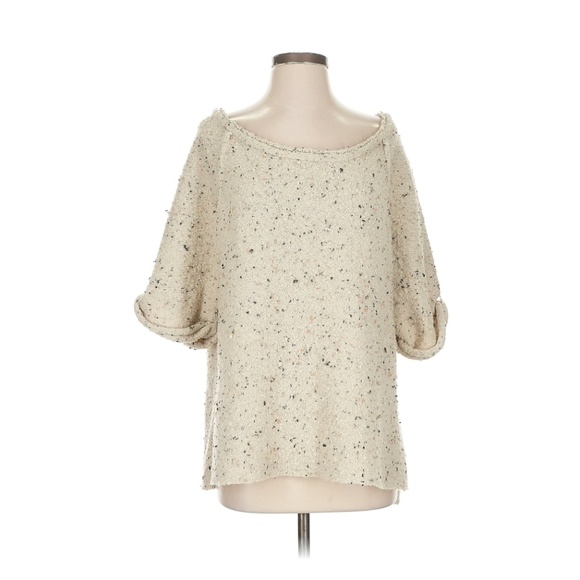 Free People Oversized Casual Ivory Knit Sweater XS/S - Picture 1 of 5